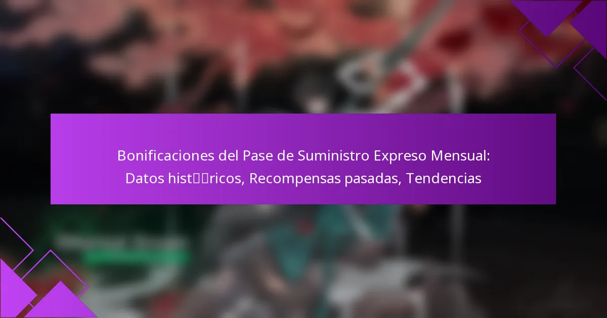 Bonificaciones del Pase de Suministro Expreso Mensual: Datos históricos, Recompensas pasadas, Tendencias